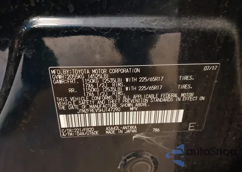 2017 Toyota Rav4 Le z USA, uszkodzony, nr VIN JTMZFREV5HJ147290